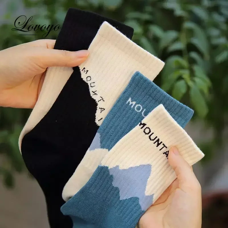 INS Fashion Socks Hip Hop Skateboard Striped Mid Tube Socks Solid Color Breathable Cotton Sock Women Cute Socks