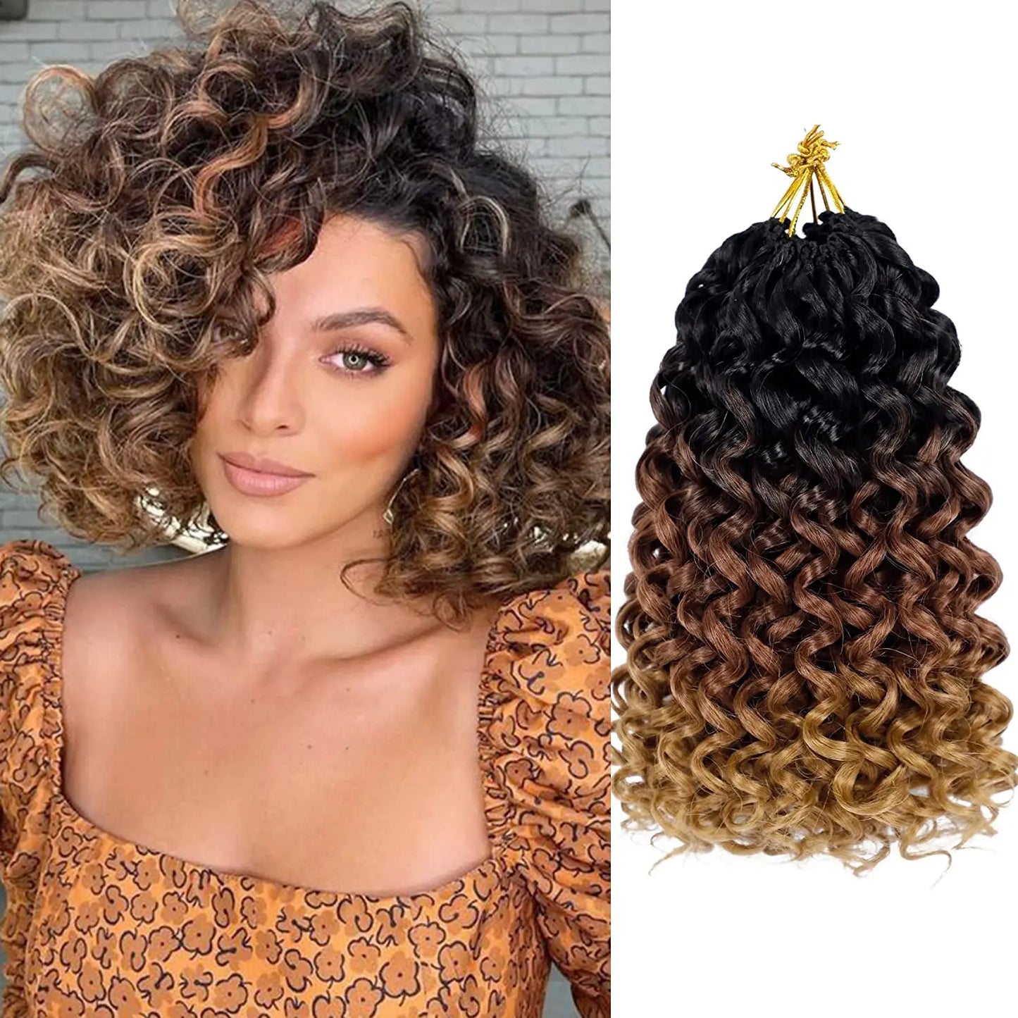 GoGo Curl Crochet Braids for Water Wave Crochet Hair for Black Women,12in Natural Black Deep Synthetic Braiding hair Extensions