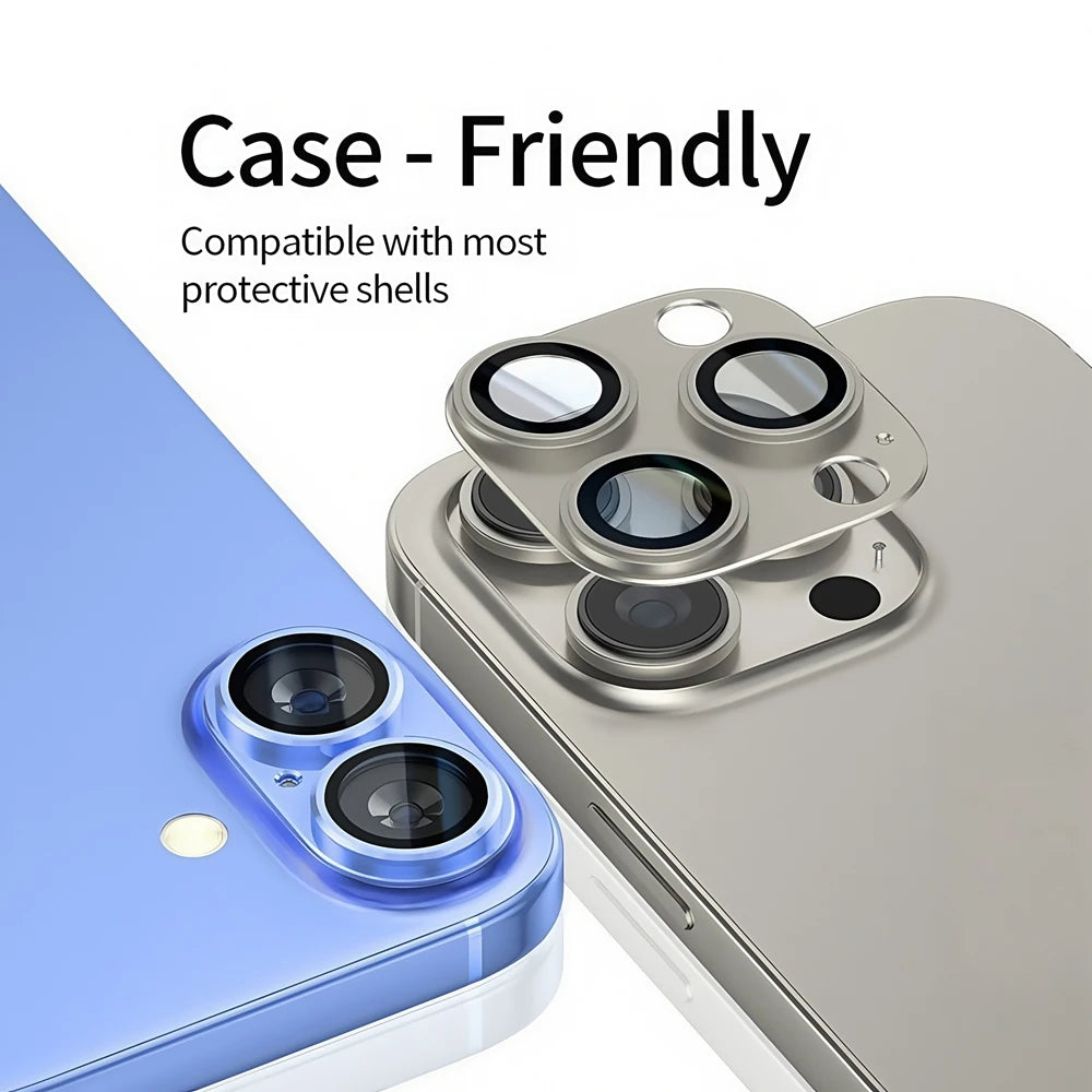 Metal Camera Glass For iPhone 16 Plus Metal Camera Alloy Ring Protector Back Cover For iPhone 16Plus 16+ Camera Lens Accessories