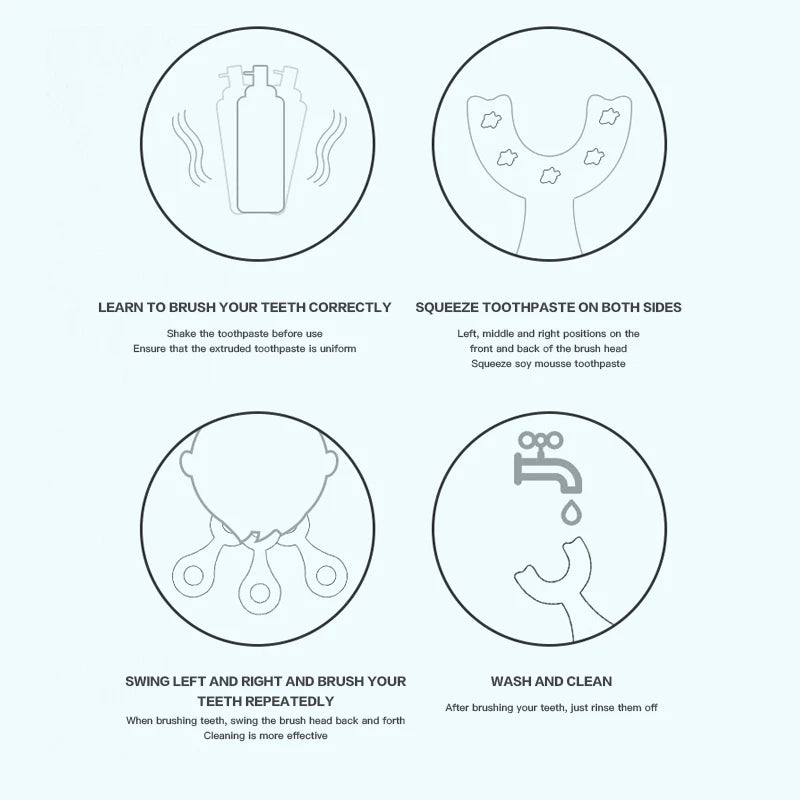 Baby Toothbrush 360 Degree U-Shaped Cartoon Toothbrush Infant Teether Children Silicone Brush for Toddlers Oral Care Cleaning