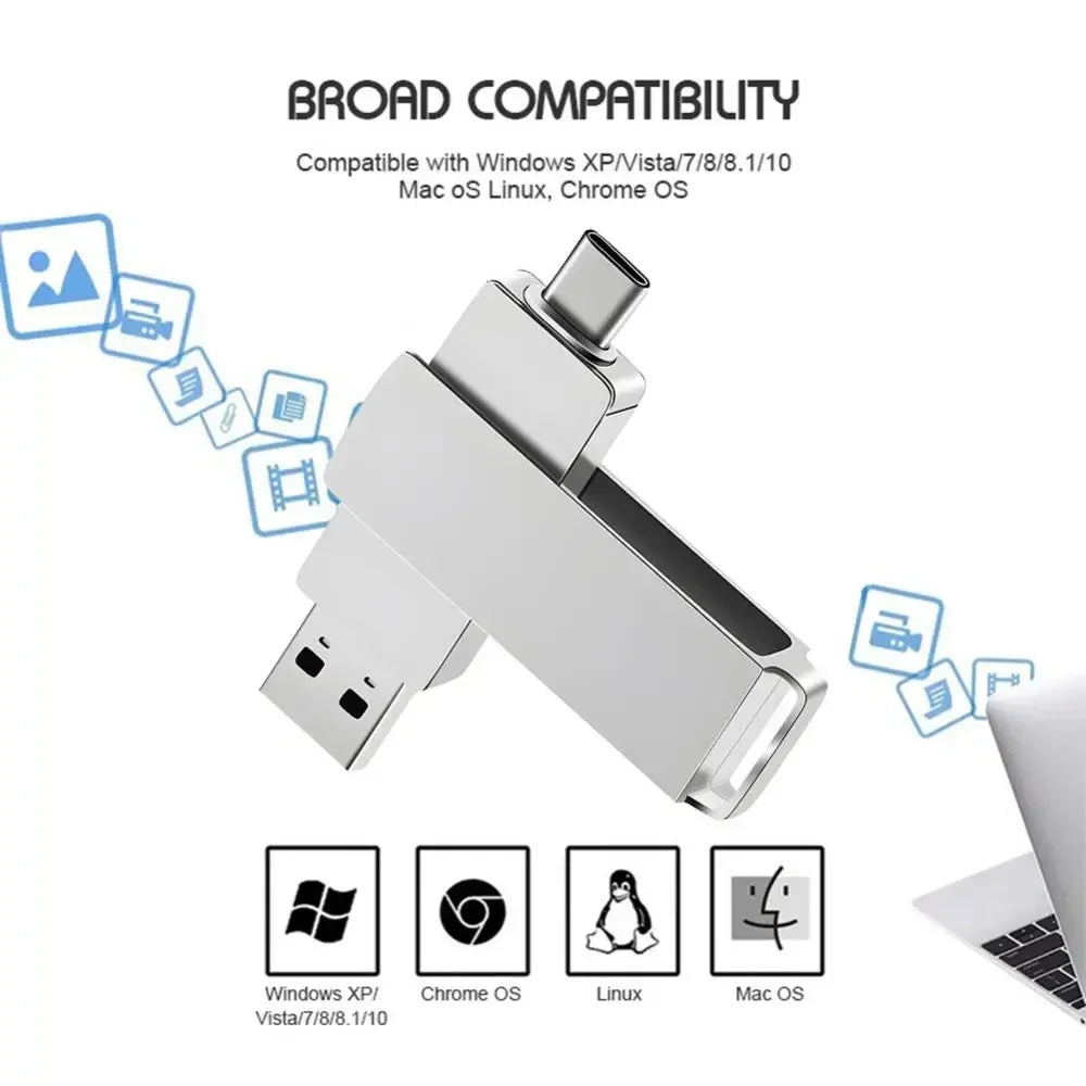 Xiaomi 2TB U Disk 1TB 16TB Pen Drive USB 3.0 Type-C Interface Mobile Phone Computer Mutual Transmission Portable USB Memory