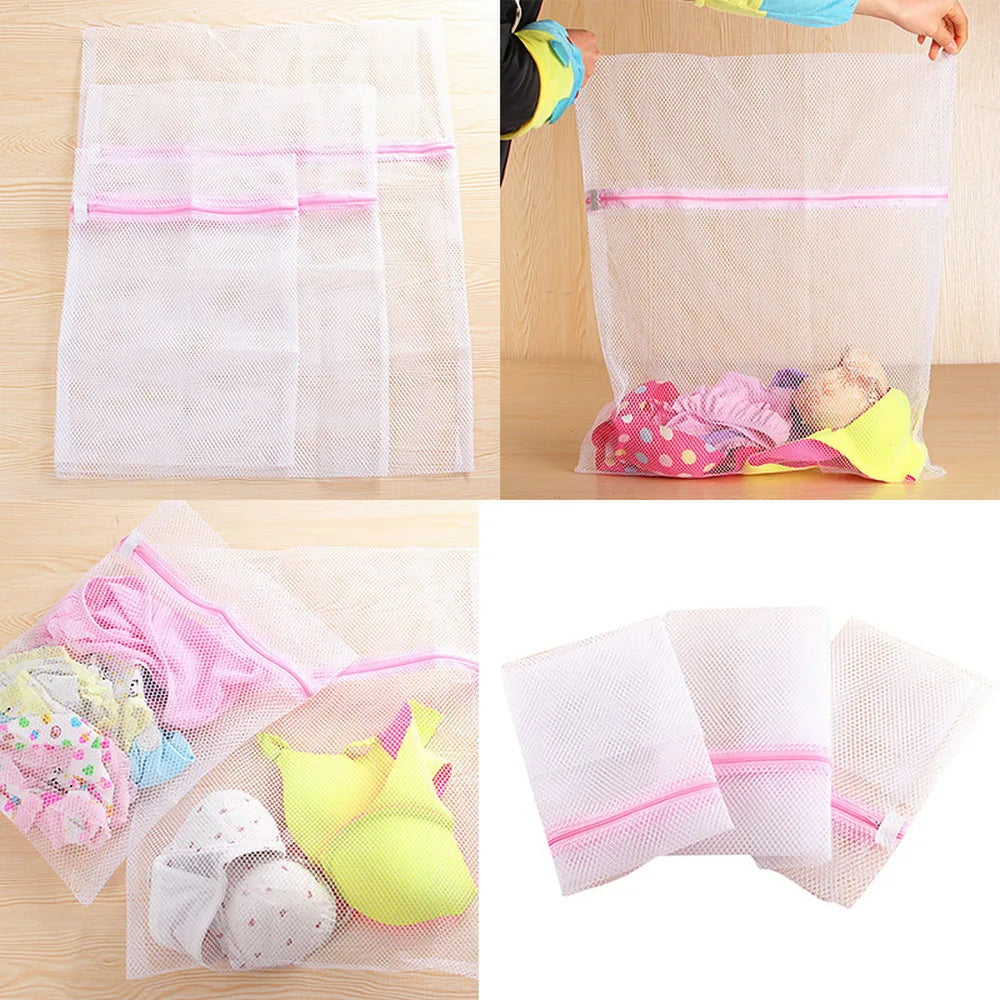 3 Size Zipped Laundry Bags Reusable Washing Machine Clothing Care Washing Bag Mesh Net Bra Socks Lingerie Underwear Laundry Bags