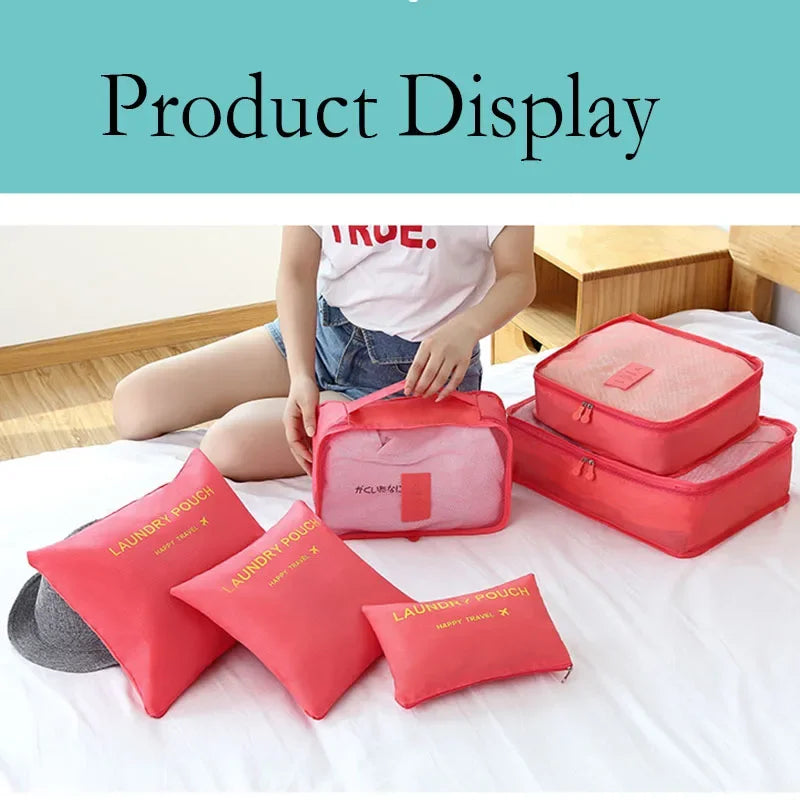 6pcs Travel Storage Organizer Bags Portable Travel Luggage Suitcase Organizer Bags For Women Clothes Shoes Makeup Bag