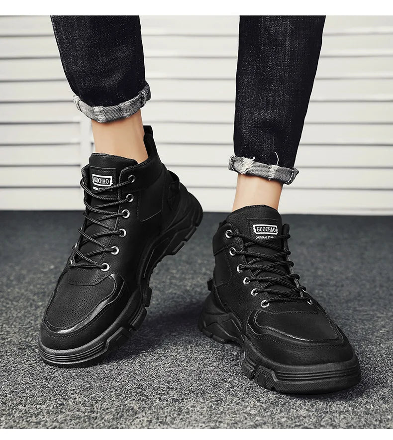 2024 Mens Boots Casual Shoes Winter Leather Designer Luxury Ankle boots Platform Work Safety shoes Sneakers botas para hombre
