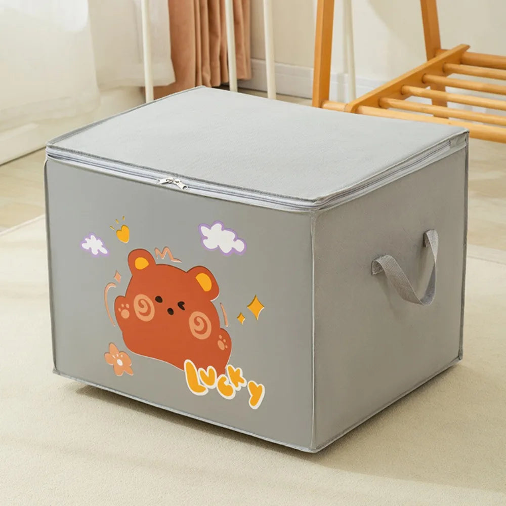 Cartoon Bear Storage Bag Zipper Large Capacity Clothes Quilt Storage Bag Moisture-Proof And Mildew Proof Moving And Sorting Bag