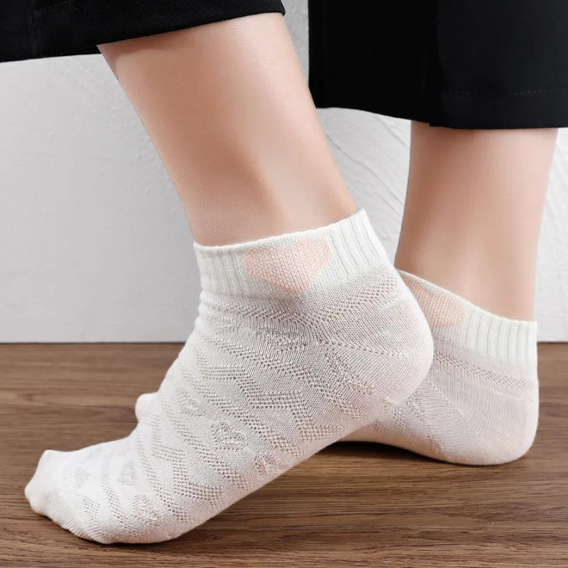 Cute Cat Boat Socks Summer Anti Slip Sweet Lovely Cartoon Animals Simple Short Sock Sweat-absorbing Breathable Elastic Hosiery