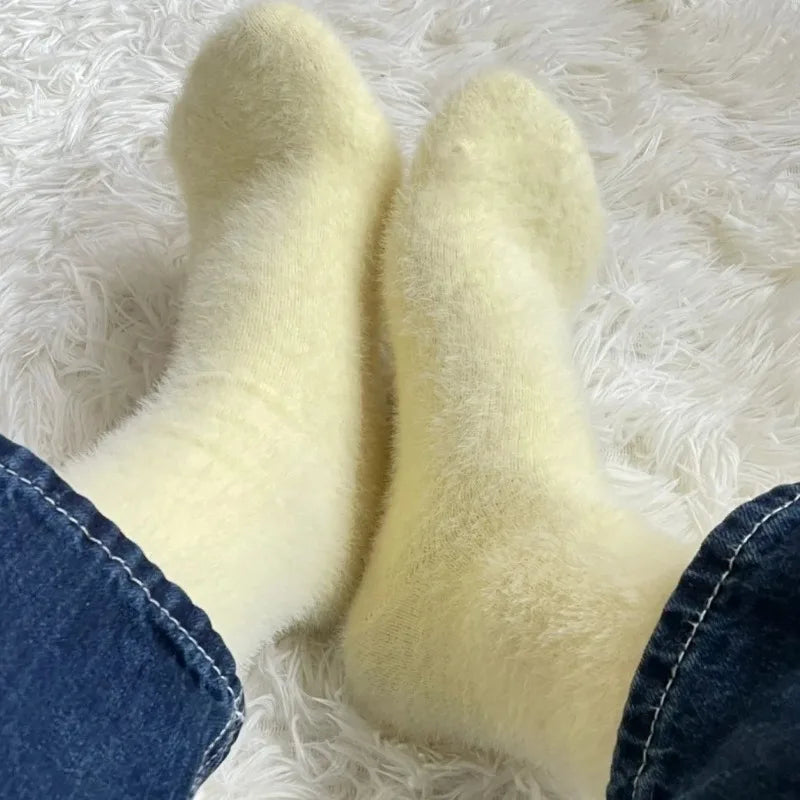 Solid Cozy Mink Velvet Socks Women Autumn Winter Hosiery Thicken Warm Pure Color Sleep Bed Floor Home Fluffy Harajuku Girl Sock