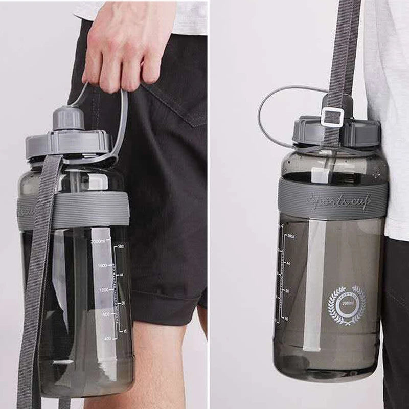 2 Liter Fitness Sports Bottle Plastic Large Capacity Water Bottle with Straw Girl Outdoor Climbing Drink Bottle Kettle BPA free
