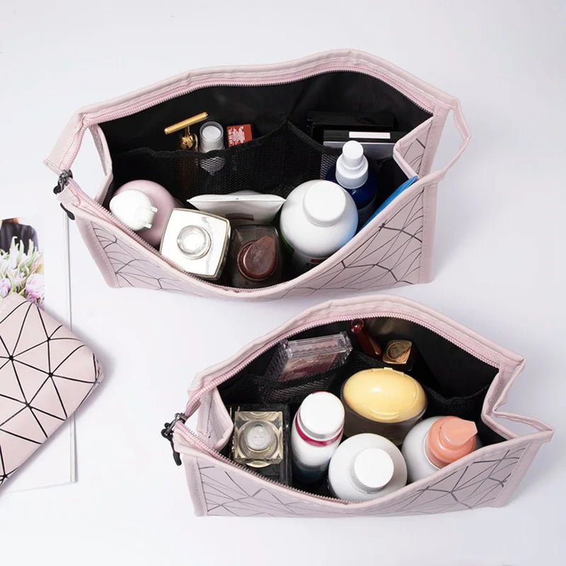 Korean Portable PU Cosmeticos Storage Organizer Large Cosmetic Bag Travel Toiletry Makeup Bags Ladies Waterproof Women's Handbag