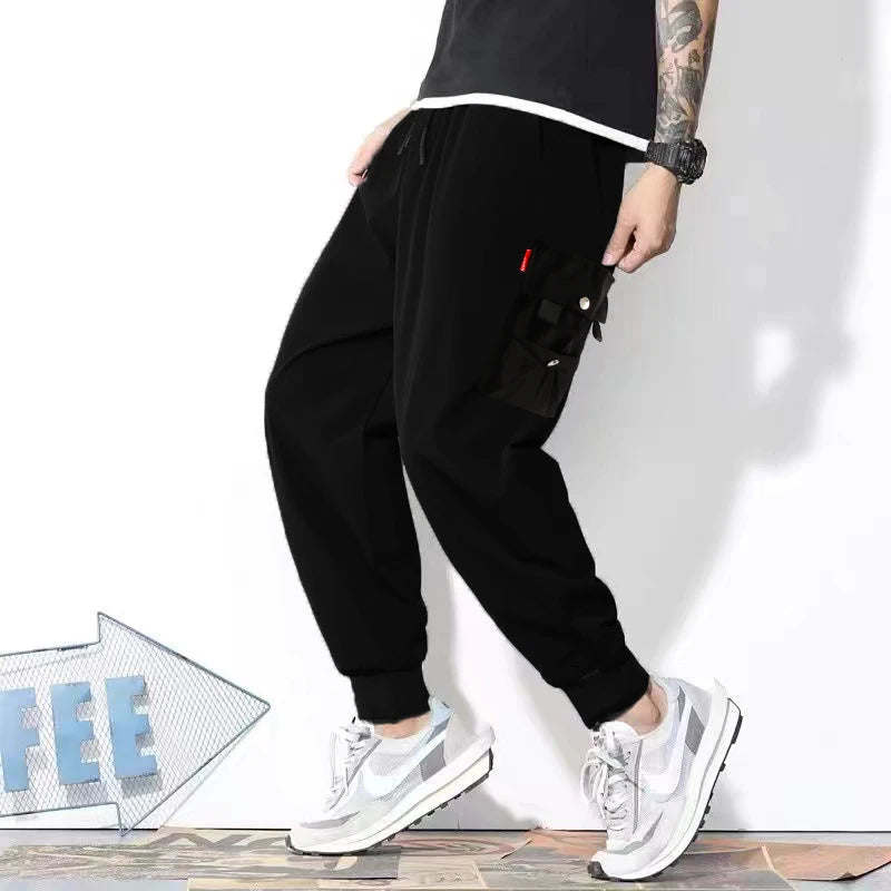 Classic Design Multi Flap Pockets Cargo Pants,Men's Loose Fit Drawstring Harem Cargo Jogger Pants oversized pants men and women