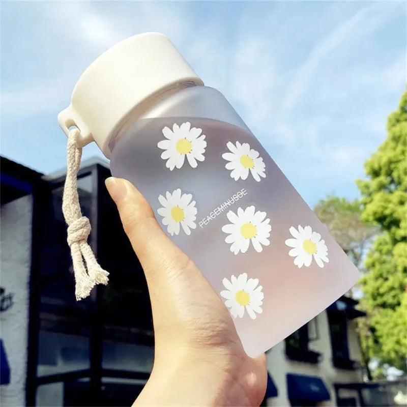 500ml Plastic Transparent Water Bottle  Portable Outdoor Sports Cup Mug Student with Rope
