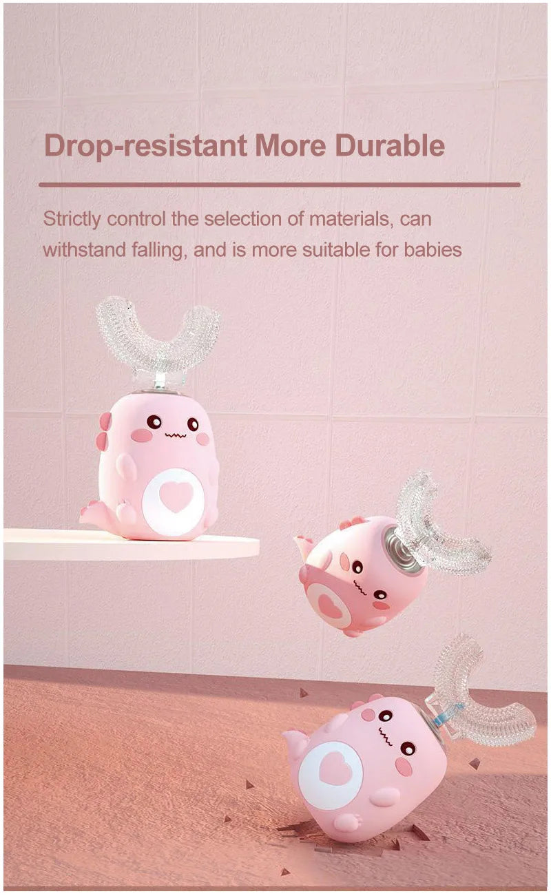 Children Electric Toothbrush Smart 360 Degrees U Shape Cartoon Pattern Kids Toothbrushes Rechargeable Sonic Automatic Toothbrush
