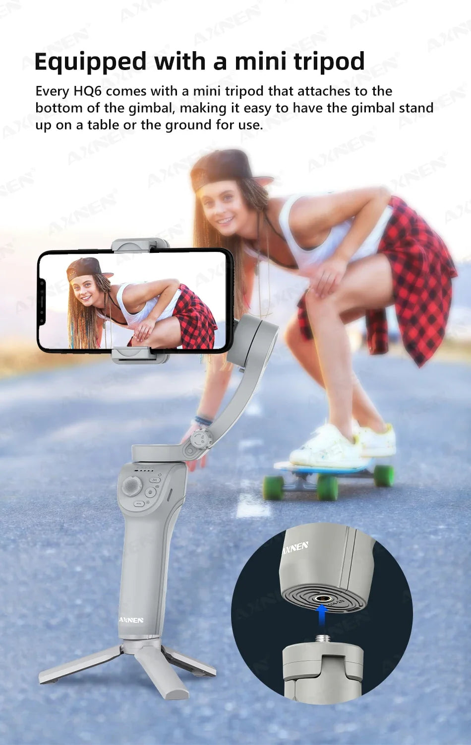 Handheld 3-Axis Smartphone Gimbal Stabilizer with Anti-Shake, Built-in Fill Light, Ideal for iPhone Android Vlogging and Tiktok
