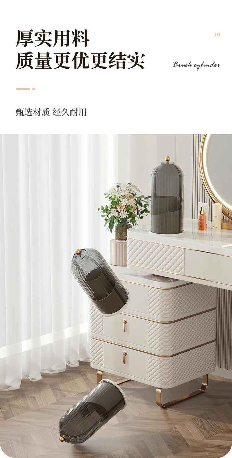 Makeup Brush Holder 360° Rotating With Lid Lipstick Eyebrow Pencil Holder Eye Shadow Storage Box Bird Cage Cosmetic Organizer