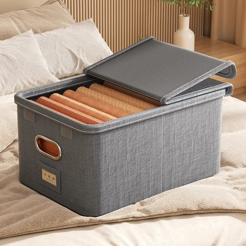 Cation Folding Conjoined Lid Organiser Large Capacity Flip Lid Organiser Household Clothes Organiser Wardrobe Storage Boxes