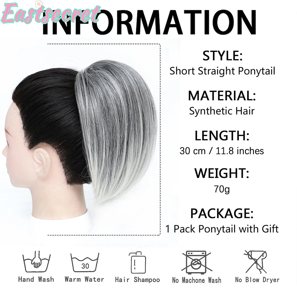 EAST Fluffy Claw Clip Messy Bun Hair Piece Short Ponytail Wig Stylish Simple Hair Extensions Wigs for Woman Daily Use