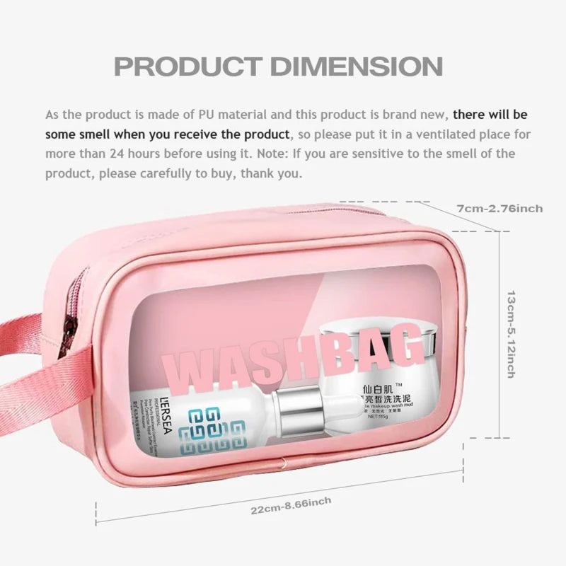 Portable Transparent PVC Makeup Bags Women's Waterproof Cosmetic Bag Travel Washing Toiletry Shower Storage Bag Pouches