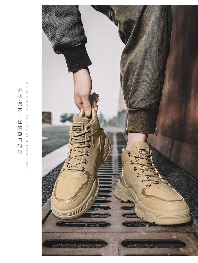 2024 Mens Boots Casual Shoes Winter Leather Designer Luxury Ankle boots Platform Work Safety shoes Sneakers botas para hombre