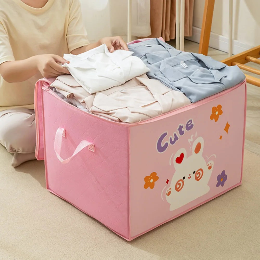 Cartoon Bear Storage Bag Zipper Large Capacity Clothes Quilt Storage Bag Moisture-Proof And Mildew Proof Moving And Sorting Bag