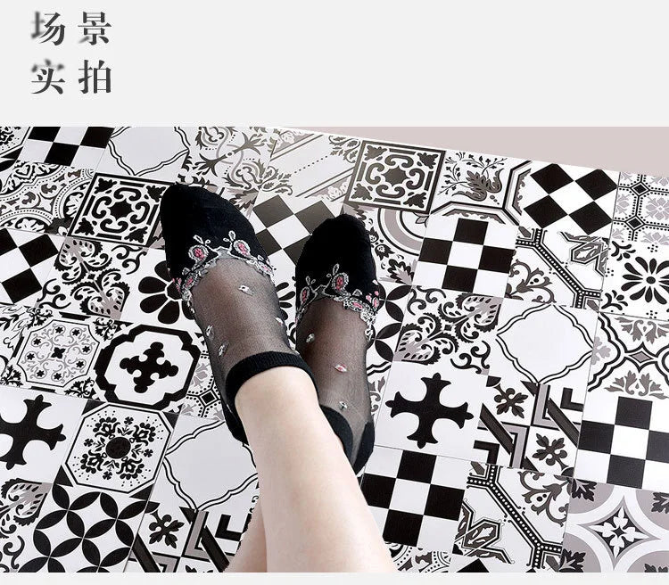 Sexy fishnet Women Lace Ruffle Soft Comfy Sheer Silk Elastic Mesh Knit Frill Trim Transparent Ankle funny socks 1pair=2pcs 2205F