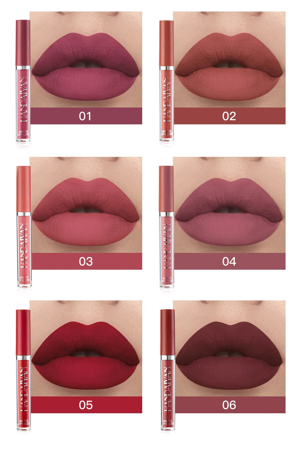 6Pcs Makeup Lipstick Liquid Velvet Matte Gloss Lip Red Lipstick Nude Women Long Lasting Waterproof Beauty Cosmetic Kit