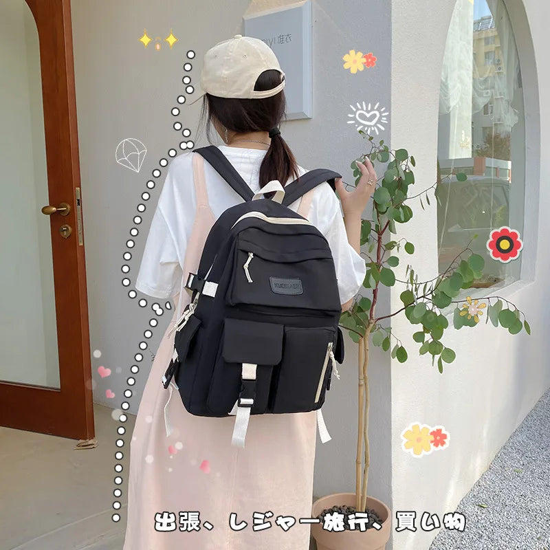 2023 New Fashion Large Capacity Junior High School Student Backpack Lightweight And Minimalist Travel Bag Canvas Backpack