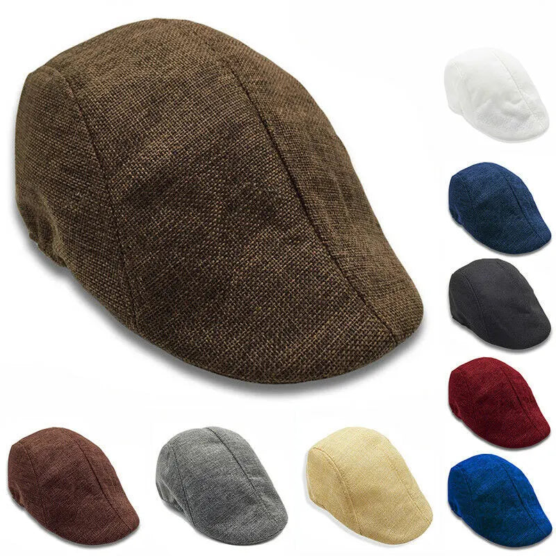 Men Berets Cap British Style 2024 New Autumn Summer Linen Hats Fashion Flat Caps Classic Vintage Gatsby Cabbie Cap Chapeau Homme