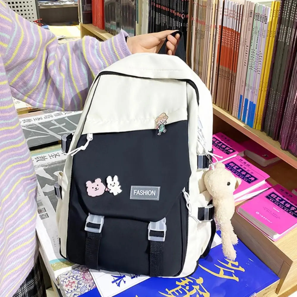 Nylon Book Bag Large Capacity Teenage College Backpack Fashion School Bag Cute Girls Boys Travel Backbag College Bag Waterproof
