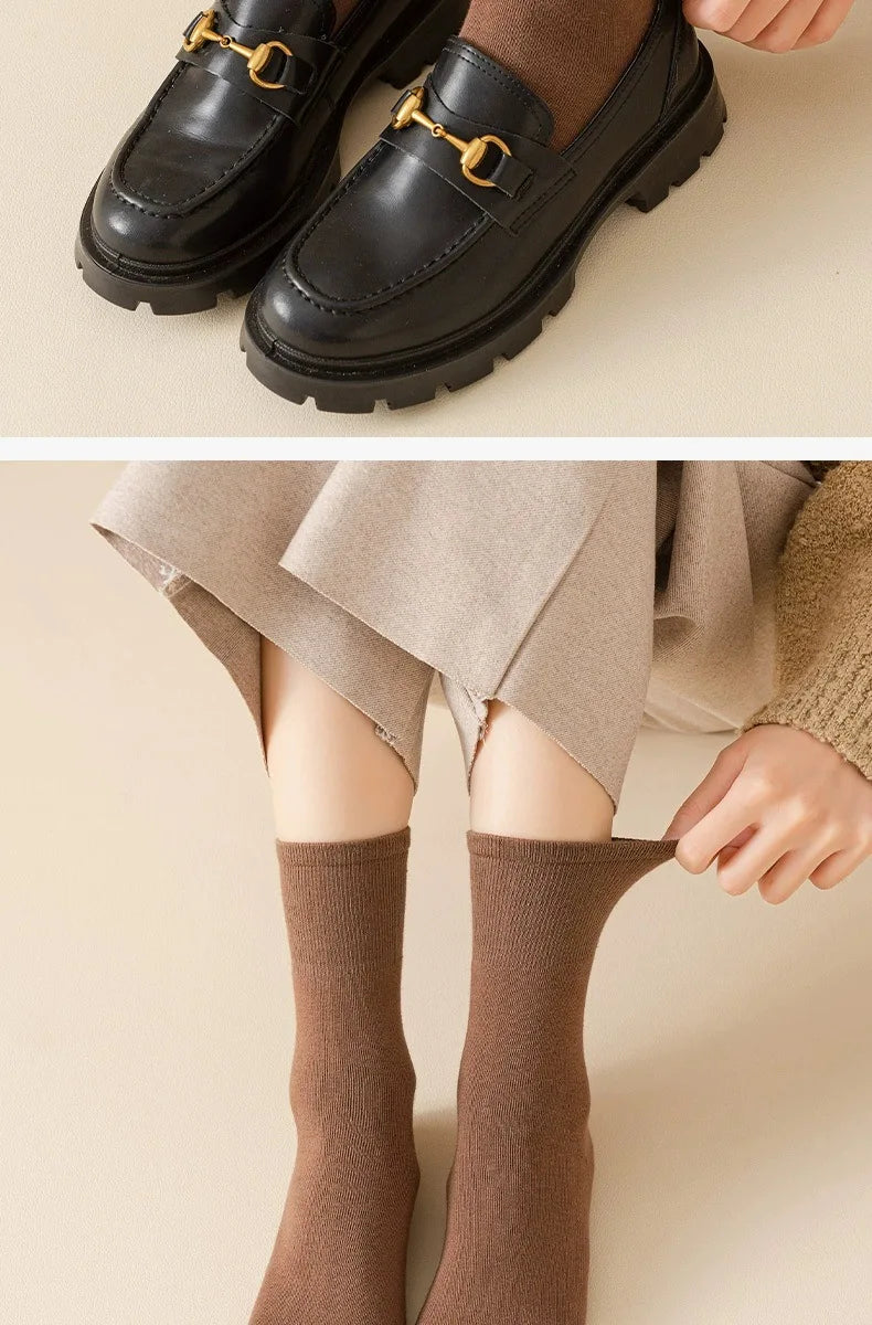 2Pairs Women Summer Thin Sweet Solid Color Cotton Socks Cute Breathable Home Sport Street Mid-tube Pile up Sox Harajuku 2024 New