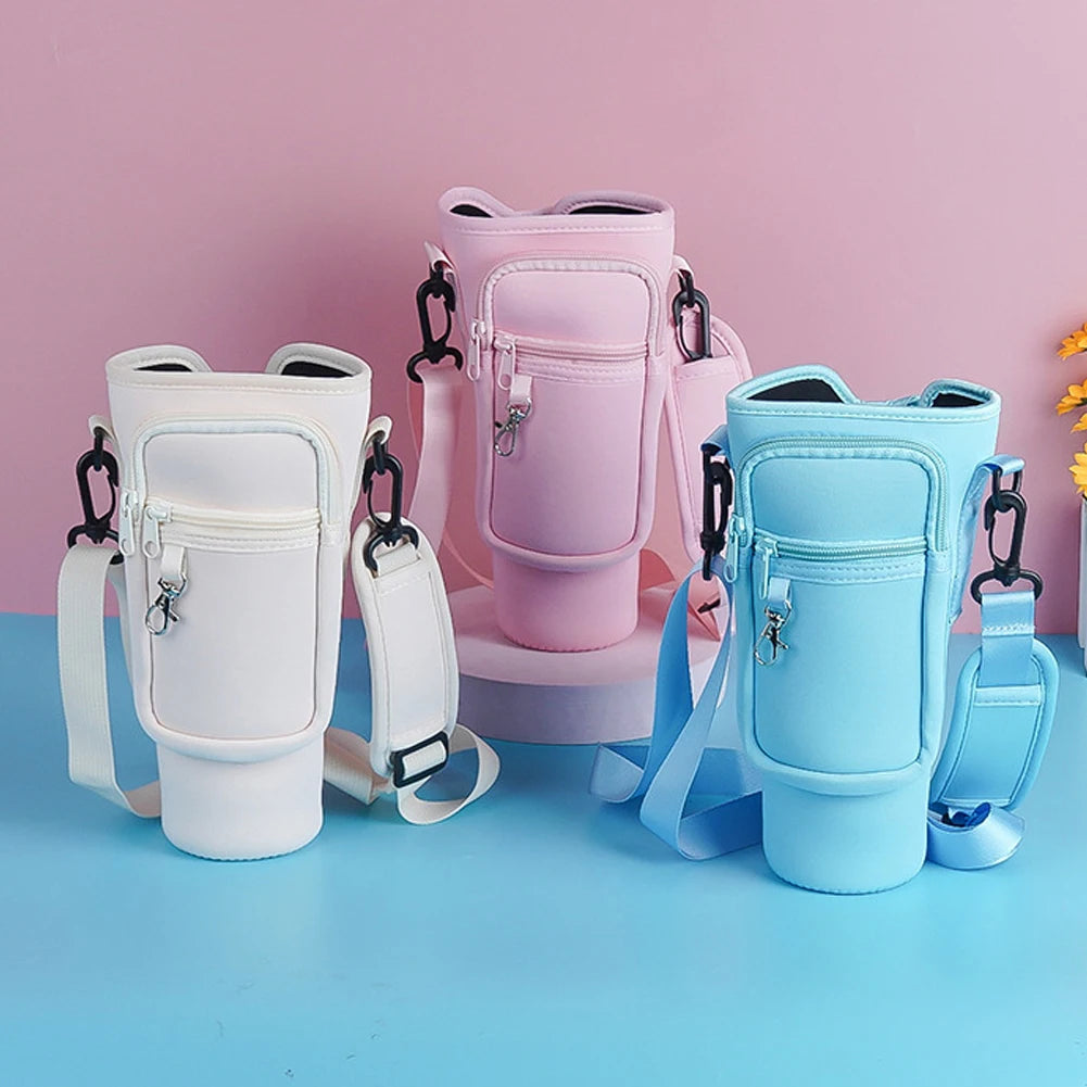 40oz Water Bottle Cover Bag Pouch With Adjustable Straps Neoprene Water Pouch Holder Bottle Carrier Bag For Stanley Quencher Cup