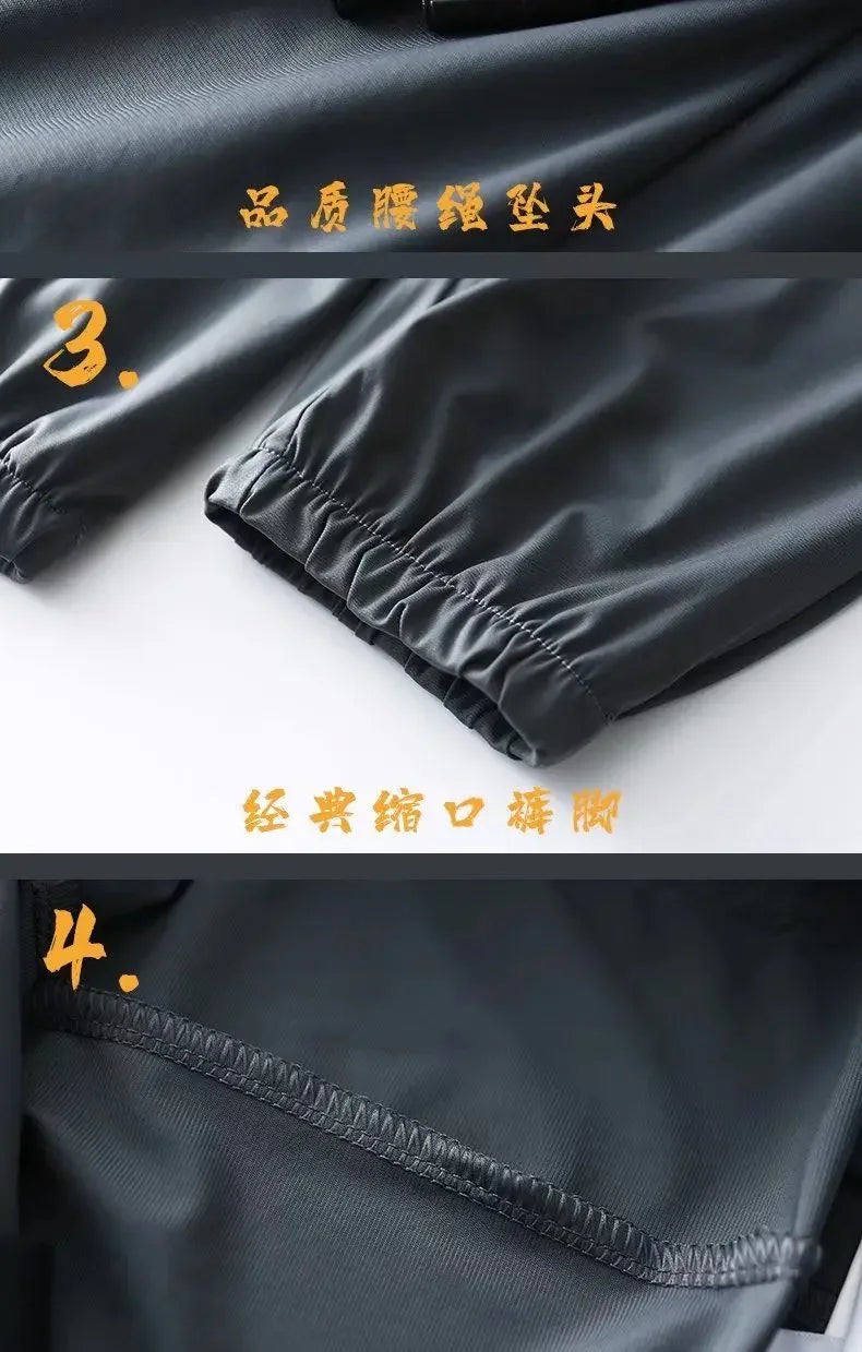 Summer Quick-drying Ice Silk Casual Pants Men's Ultra-thin Elastic Nine-point Pants Loose Drape Solid  Beam Feet Pants 7XL