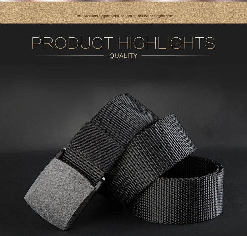Men's automatic buckle nylon belt outdoor tactical canvas belt high-quality men's belt