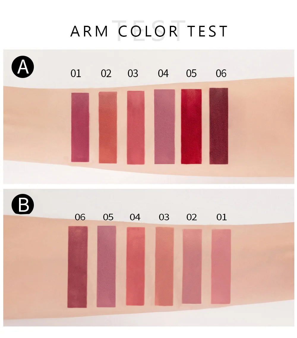 6Pcs Makeup Lipstick Liquid Velvet Matte Gloss Lip Red Lipstick Nude Women Long Lasting Waterproof Beauty Cosmetic Kit
