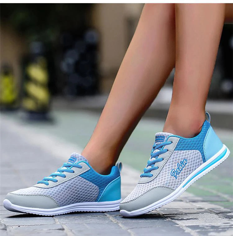 Breathable Sneakers For Women 2024 New Fashion Solid Color Soft Women Sneakers Mesh Fabric Lace Up Woman Shoes Female Footwear