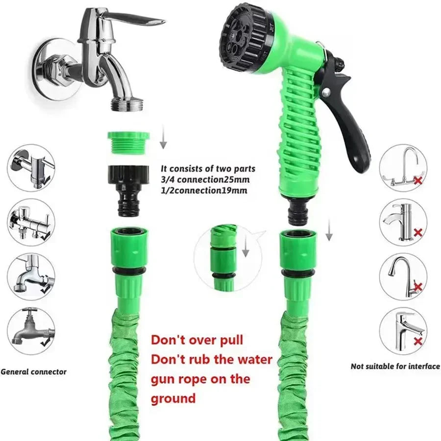 25FT-200FT Garden Hose Expandable Magic Water Pipes Home Garden Daily Watering Tools High-Pressure Car Wash Cleaning Water Gun