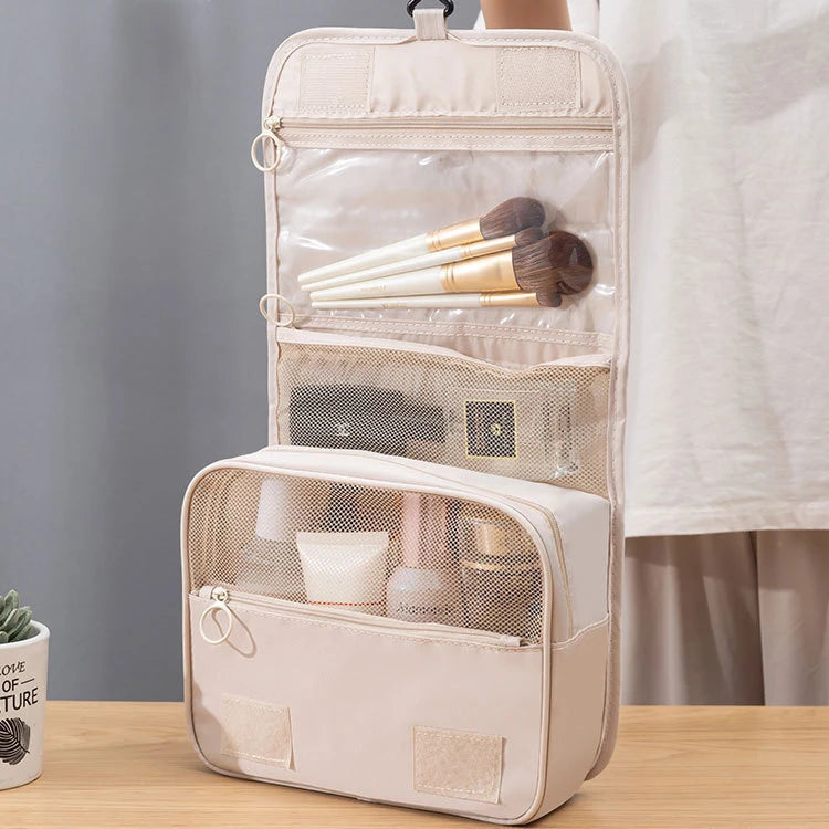 Portable Travel Toiletry Bag, Waterproof Hanging Storage Bag, Mesh Pockets Hook Cosmetic Bag, Travel Accessories,Makeup Bags