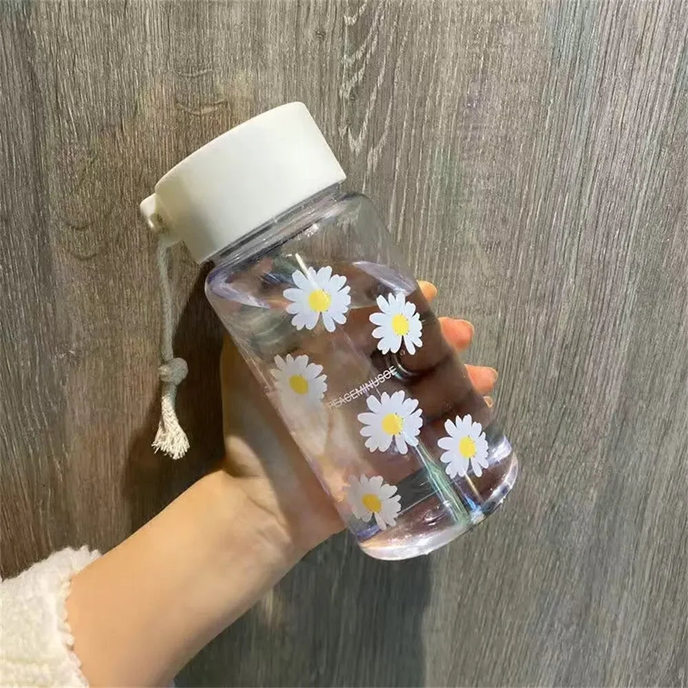 500ml Plastic Transparent Water Bottle  Portable Outdoor Sports Cup Mug Student with Rope