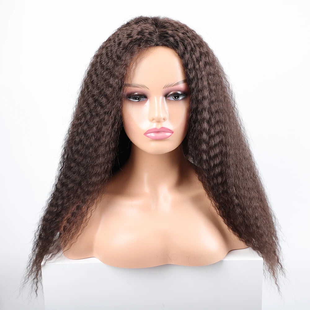 Long Puffy Kinky Curly Synthetic Wigs for Women Black Brown Color Synthetic Curly Hair Wigs Afro Kinky Curly Synthetic Hair Wigs