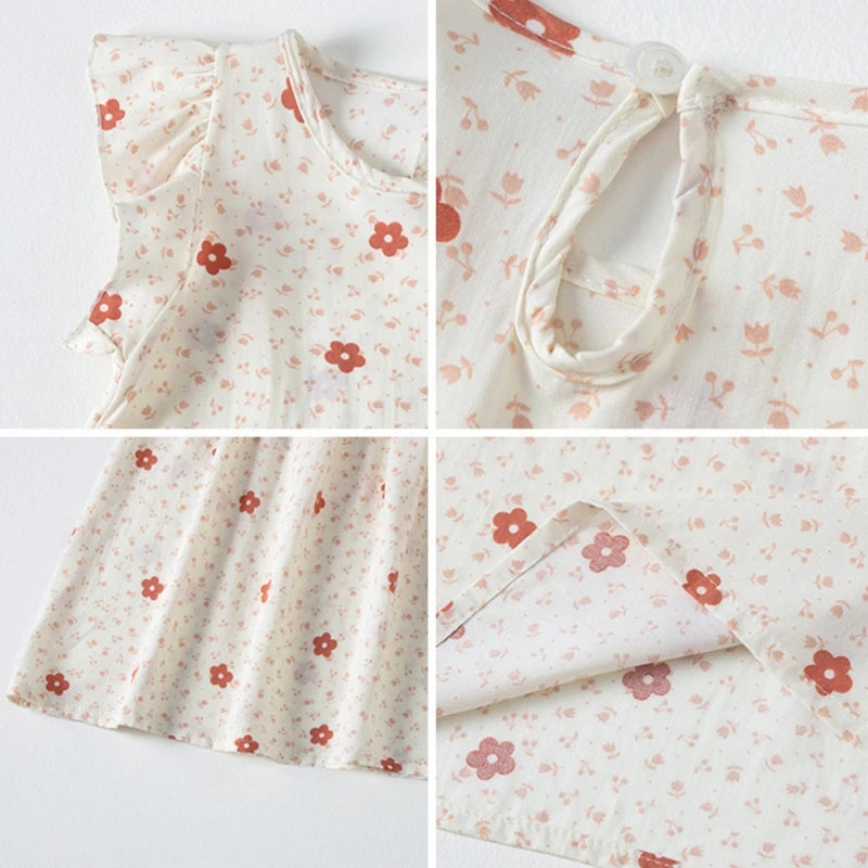 Summer Girl Kids Sundress Dress Cotton Clothes Girls Baby Flower Dresses Fly Sleeve Princess Party Outfit Children's Clothing