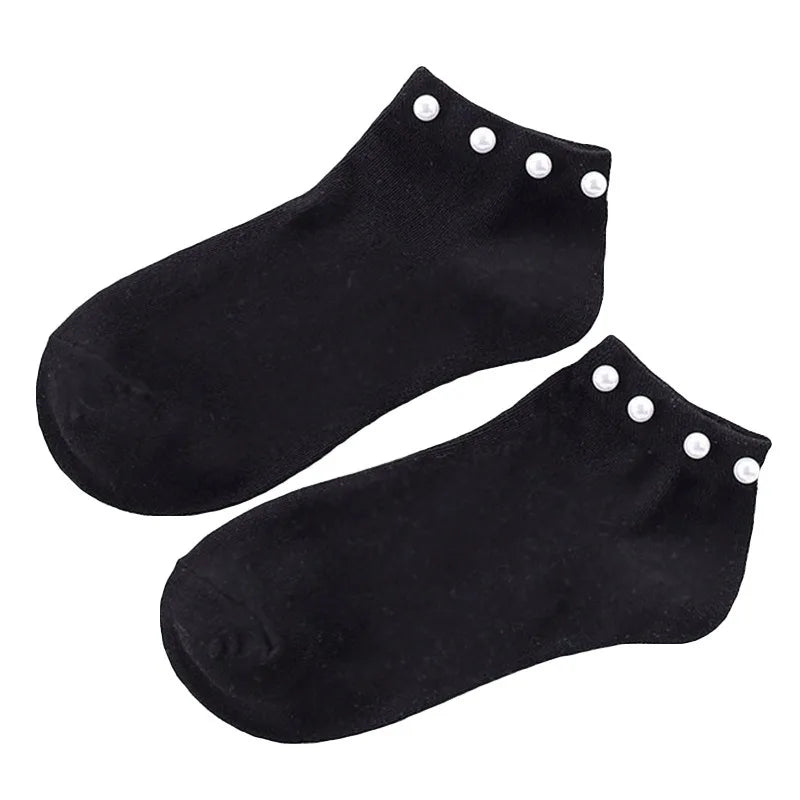 Women Socks Cotton Lovely Candy Color Imitation Pearl Women's Socks.Casual Ladies Girl's Short Female Socks Sox Hosiery
