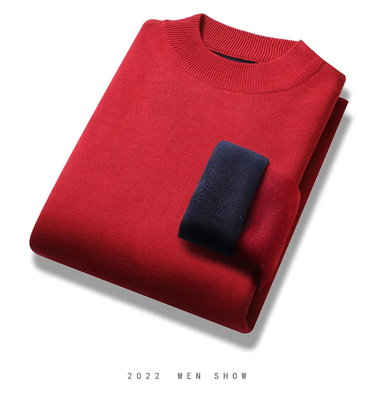 Winter Men's Half High Neck Sweater Pullover Warm Underlay Thickened Knitwear Korean Trend Long Sleeve Clothing for Autumn 4XL
