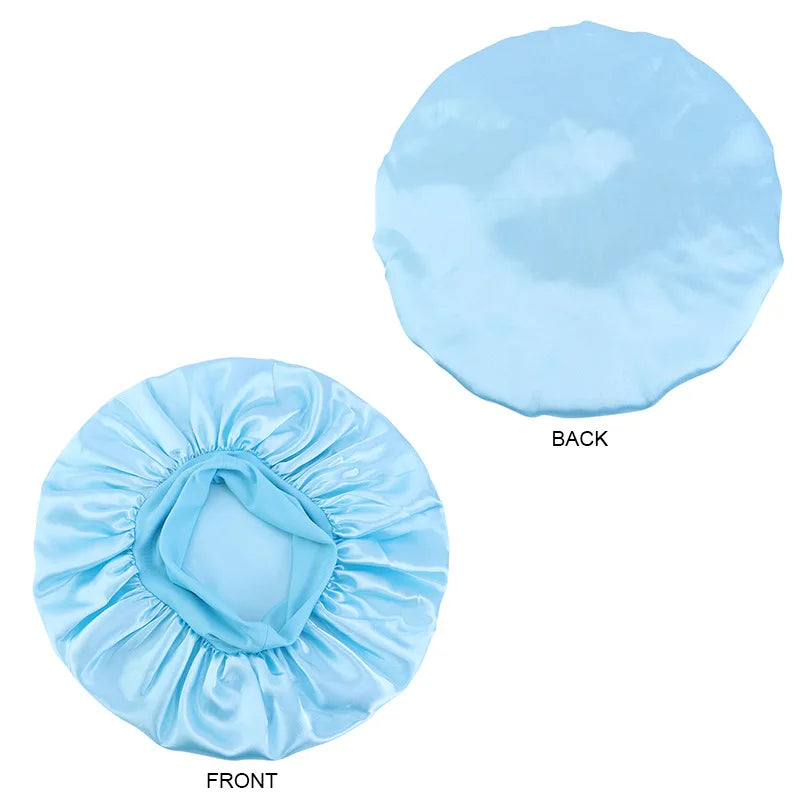 2024 New Women Satin Bonnet Hair Hat Head Wrap Elastic Band Cap Hair Care Soild Head Band Night Sleep Hat for lady