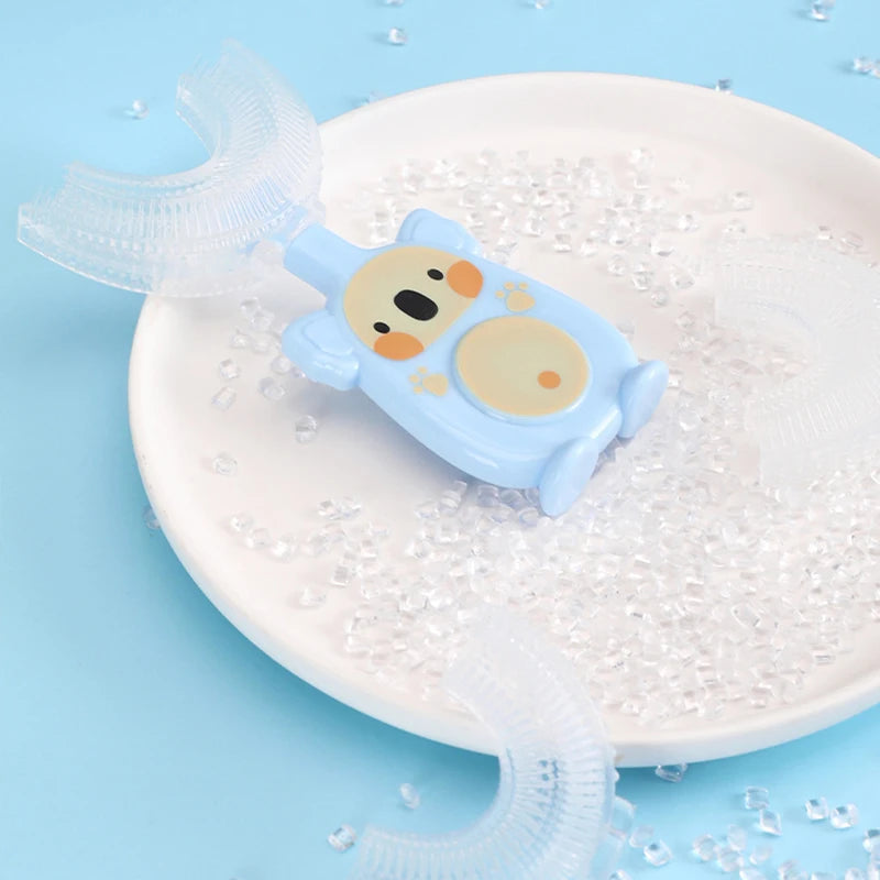 Baby Toothbrush 360 Degree U-Shaped Cartoon Toothbrush Infant Teether Children Silicone Brush for Toddlers Oral Care Cleaning