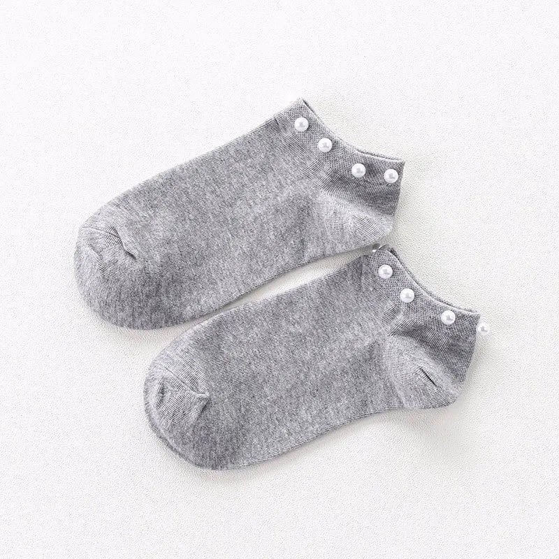 Women Socks Cotton Lovely Candy Color Imitation Pearl Women's Socks.Casual Ladies Girl's Short Female Socks Sox Hosiery