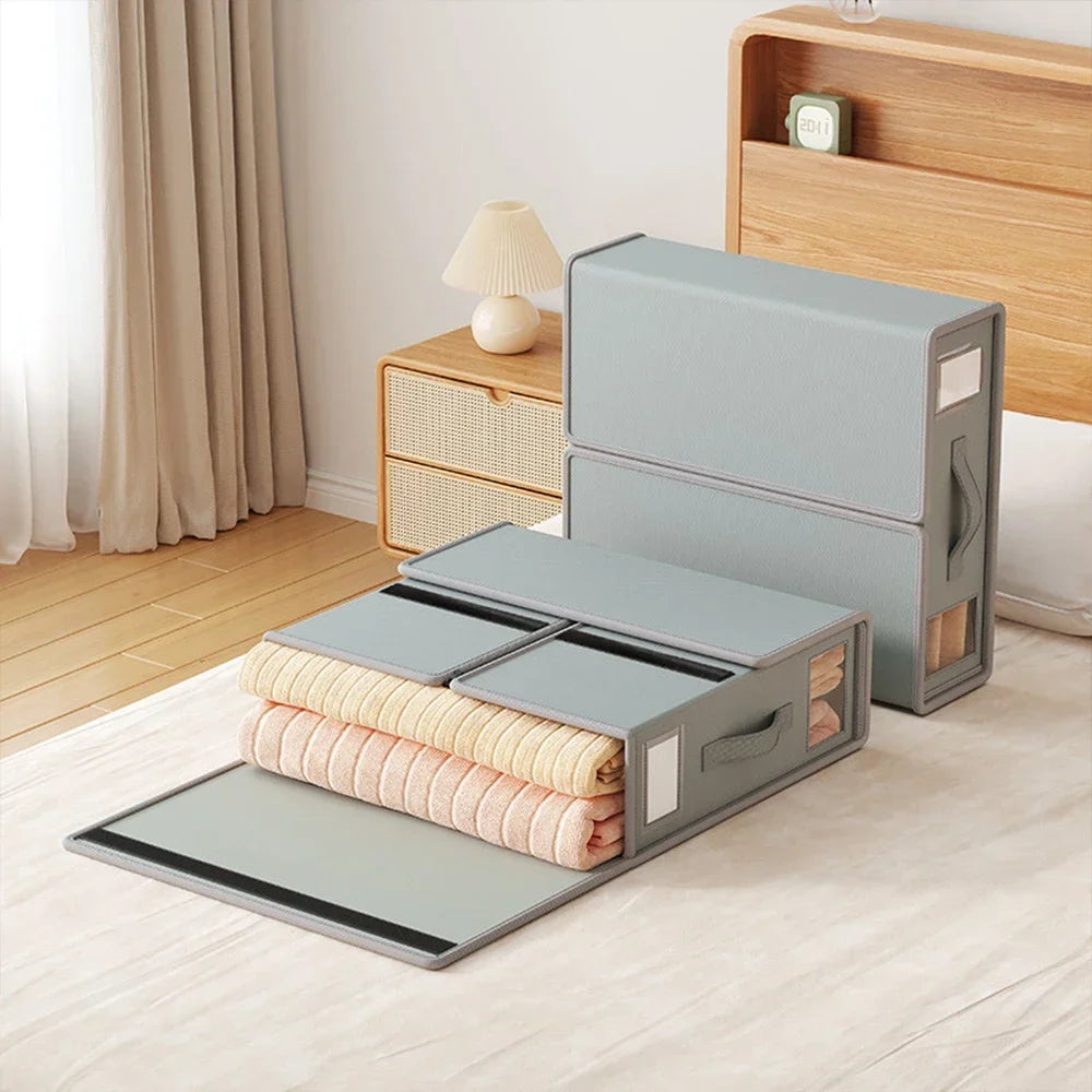 Creative Bed Sheet Storage Box Clothing Fabric Sheet 4-piece Organizer Wardrobe Blanket Quilt Cover Non-woven Storage Box