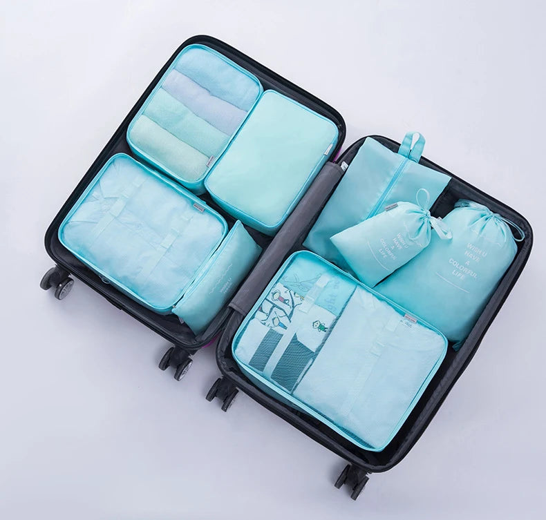 7/8/9 PCS New Set Travel Organizer Storage Bags Large Capacity Suitcase Storage Luggage Clothes Sorting Organizer Set Shoe Pouch
