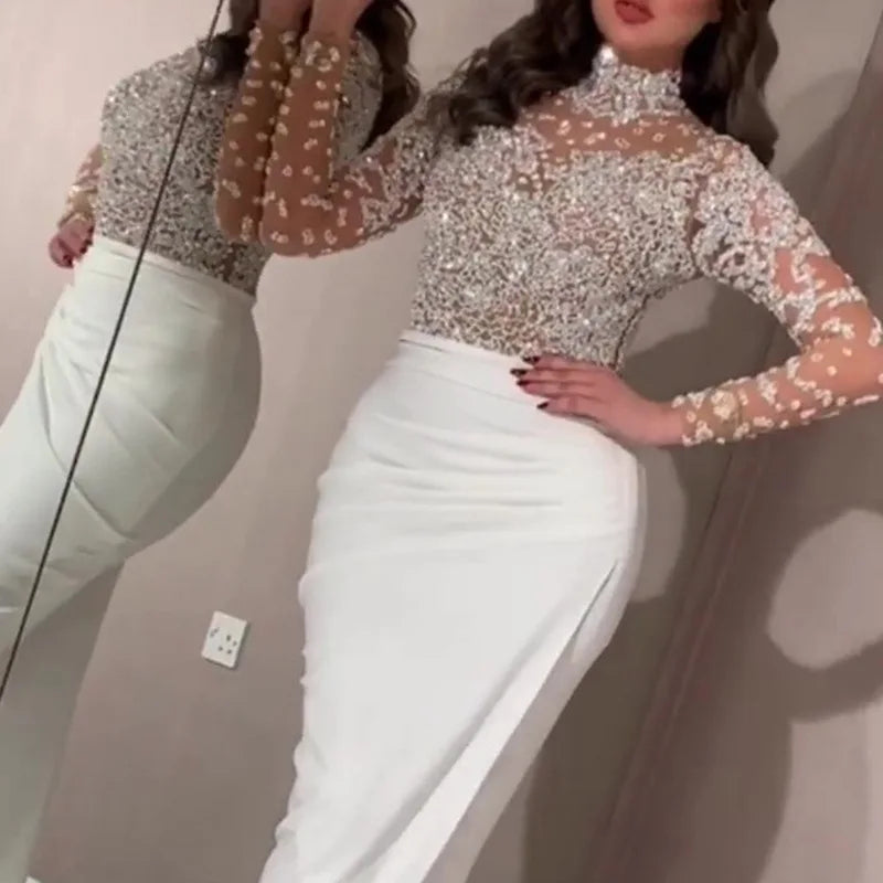 2024 Hot Style Women Gauze Patchwork High-waisted Wedding Dress Full Evening Dress Natural Print Pattern BASICS Embossed