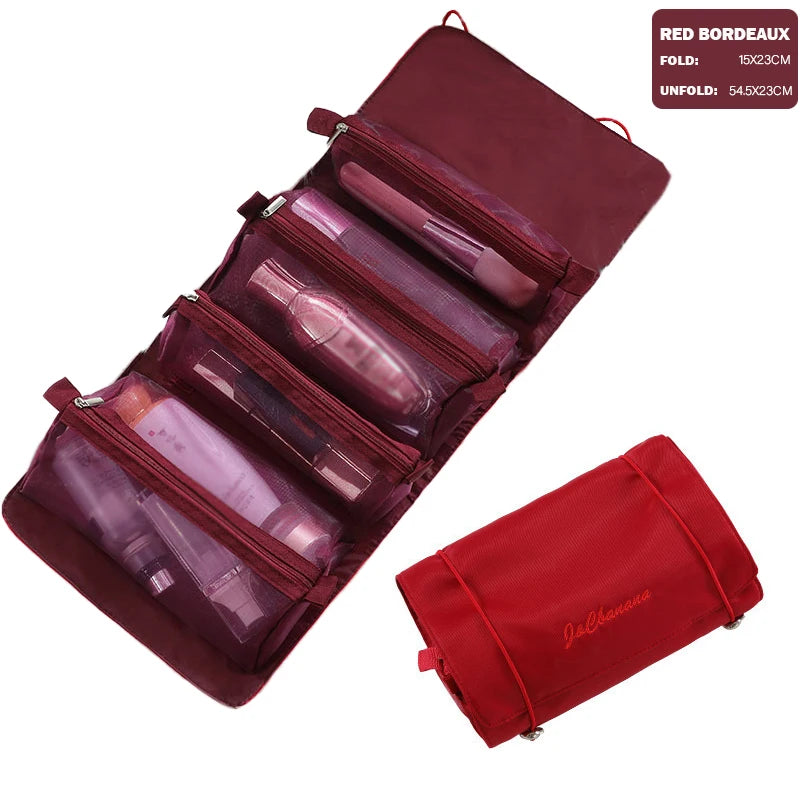 4PCS In 1 Travel Separable Cosmetic Bag Women Mesh Make Up Bags Beautician Toiletry Makeup Brushes Lipstick Storage Organizer