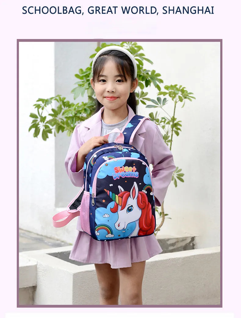 Boy Girl Cartoon Unicorn Schoolbags Lager Capacity School Backpack Kindergarten Primary School Backpacks Kawaii Kids Bag