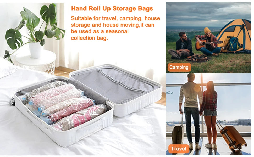 Travel Compression Bags, Roll Up Travel Space Saver Bags for Luggage, Cruise Ship Essentials Cothes